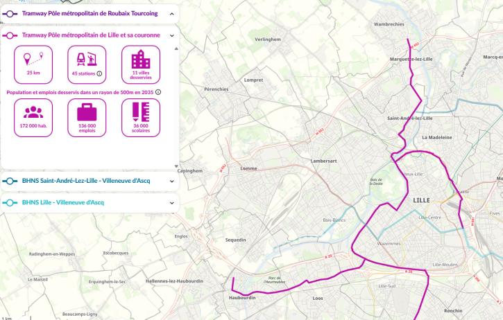 Carte du projet de tramway